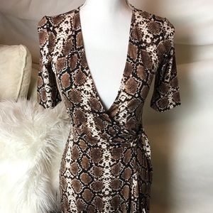 BCBG Malena Animal Print Wrap Dress XXS